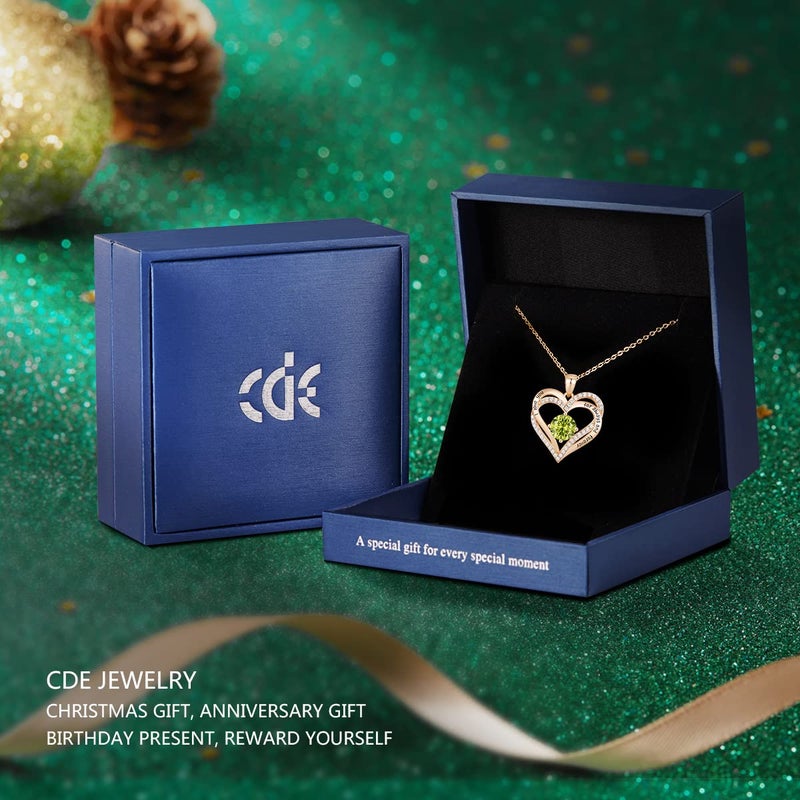 CDE Forever Love Heart Necklaces for Women, Wedding Anniversary, Birthday Mothers Day Gifts for Mom, Mother, Wife, Girlfriend, S925 Silver Jewelry with Birthstone Pendant - Image 4